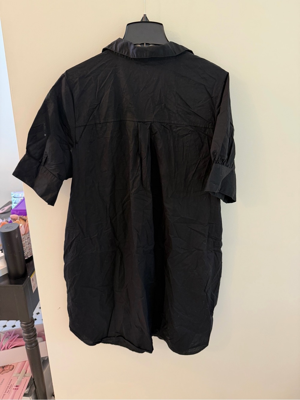 Old Navy Women’s Button Down Shirt Dress Black Short Sleeve XL - Picture 4 of 4